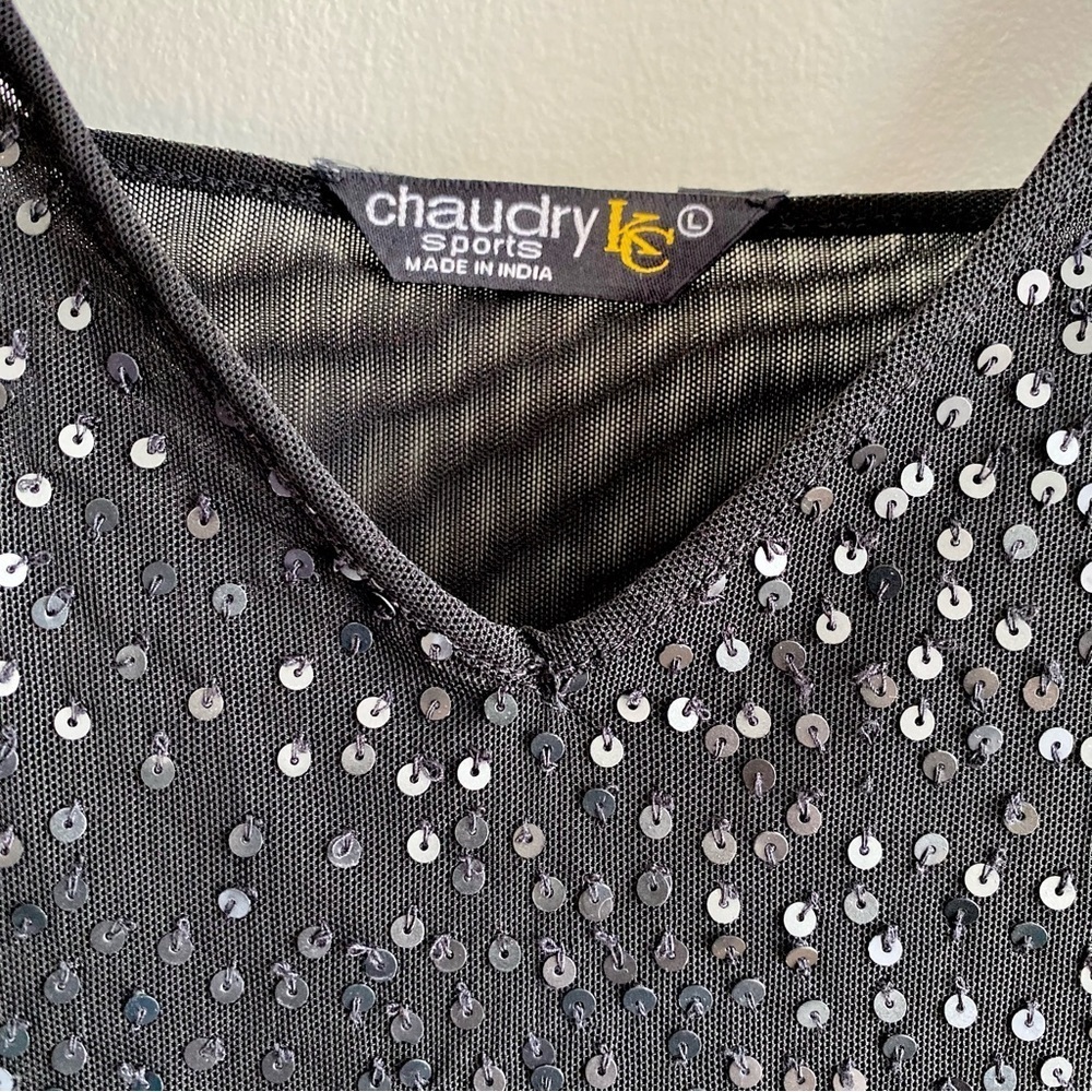 Chaudry Sports Black Sequin V Neck Tank - Picture 3 of 5